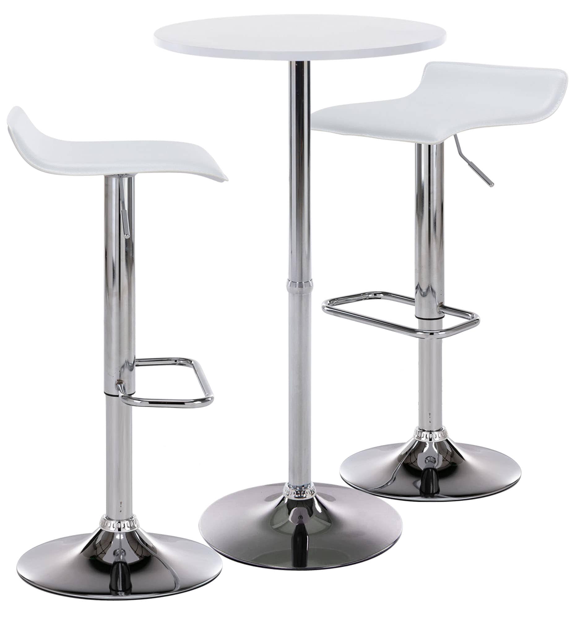 CLP 2er Bartisch-Set Esberg I Runder Stehtisch Und 2X Barhocker Mit Kunstleder-Bezug 