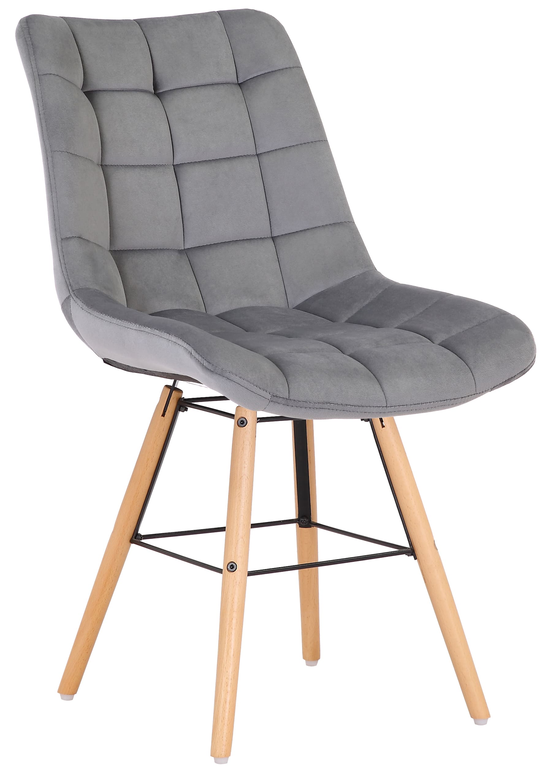 CLP Stuhl Leni Samt I Polsterstuhl Mit Gestepptem Sitz Und Samtbezug I Lehnstuhl Mit Einem Gestell Aus Holz Und Metall 