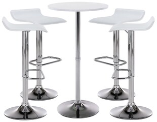 CLP Bartisch-Set Esberg I Runder Stehtisch Und 4X Barhocker Mit Kunstleder-Bezug 