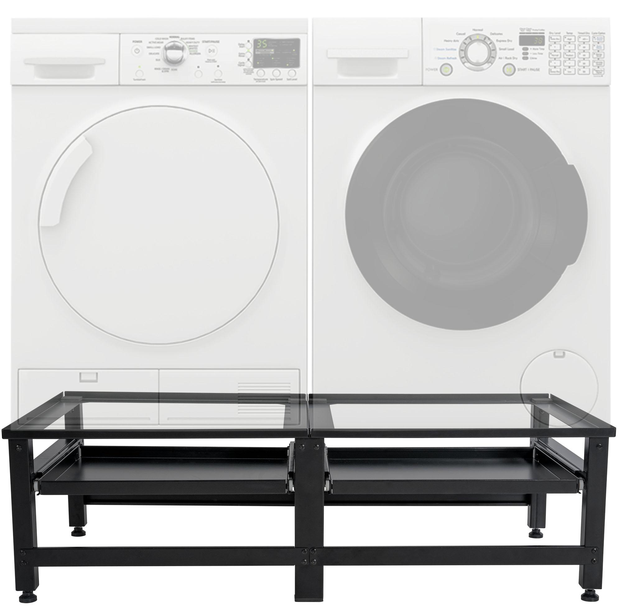 CLP Doppel Waschmaschinen-Untergestell Tampa I Regal F&uuml;r 2 Ger&auml;te I Mit Schubladen 