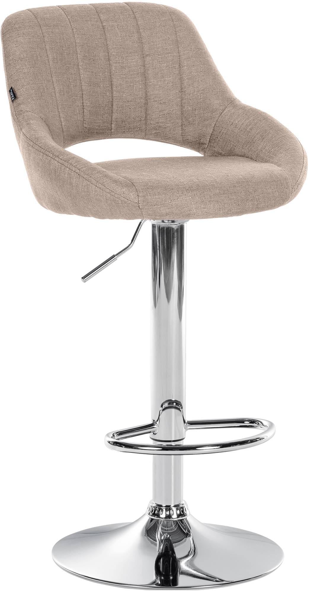 CLP Barhocker h&ouml;henverstellbar mit Lehne Milet, Barstuhl gepolstert Stoffbezug, Tresenstuhl mit Metallgestell drehbar 