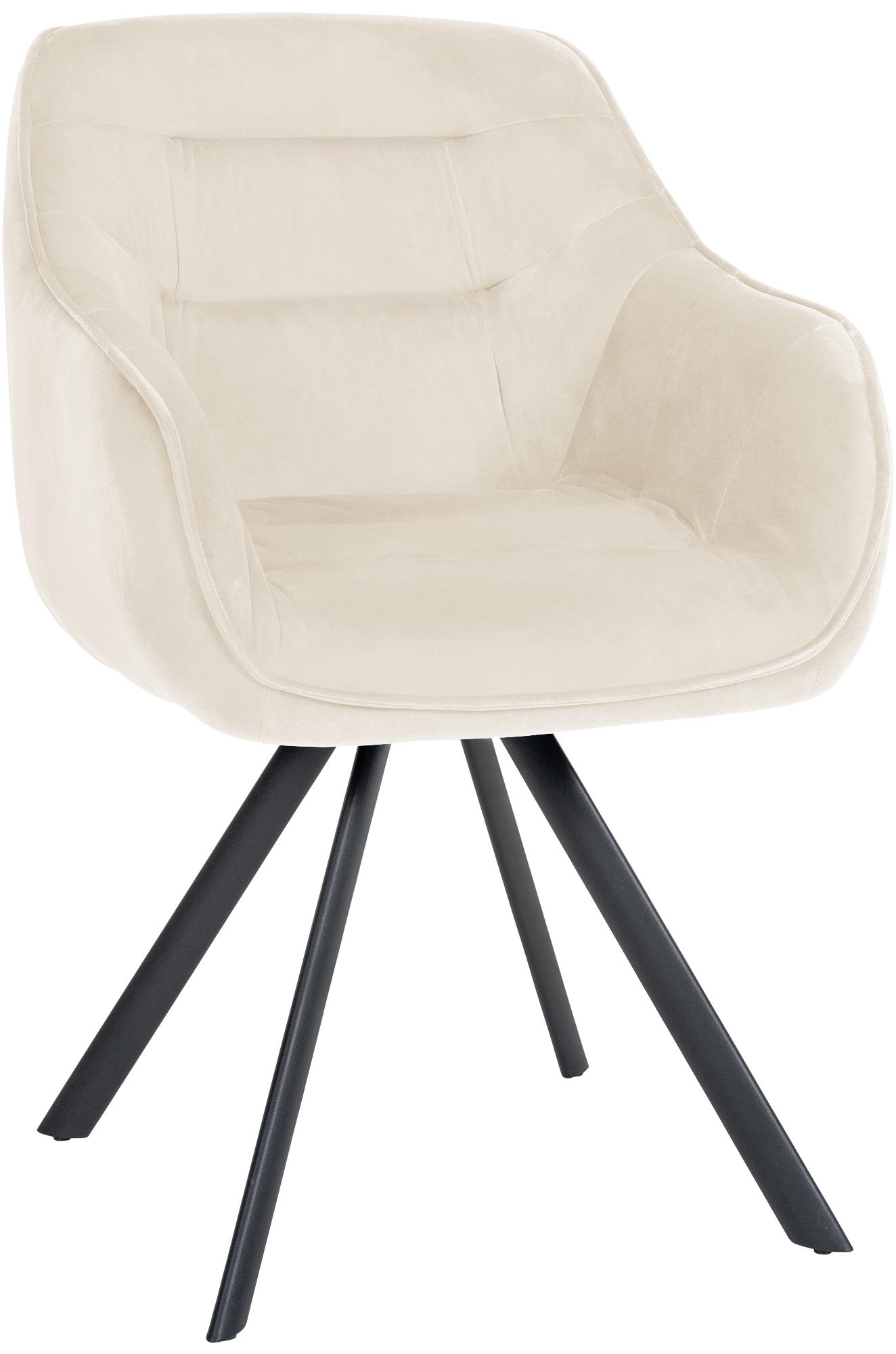 CLP Esszimmerstuhl drehbar mit Armlehne Russel, K&uuml;chenstuhl in Samt oder Stoff, Sessel mit Metallgestell bis 130 kg belastbar 