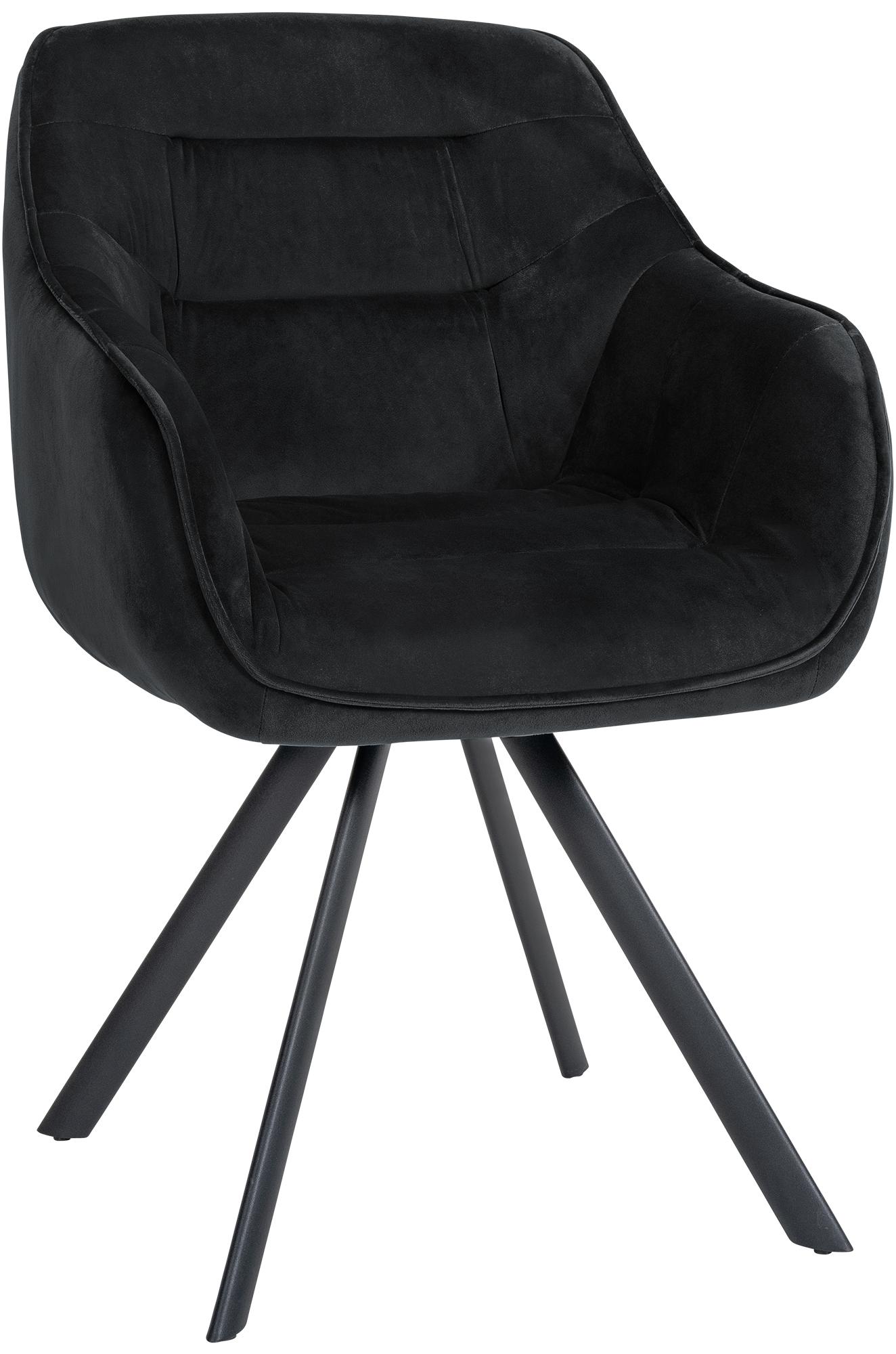 CLP Esszimmerstuhl drehbar mit Armlehne Russel, K&uuml;chenstuhl in Samt oder Stoff, Sessel mit Metallgestell bis 130 kg belastbar 