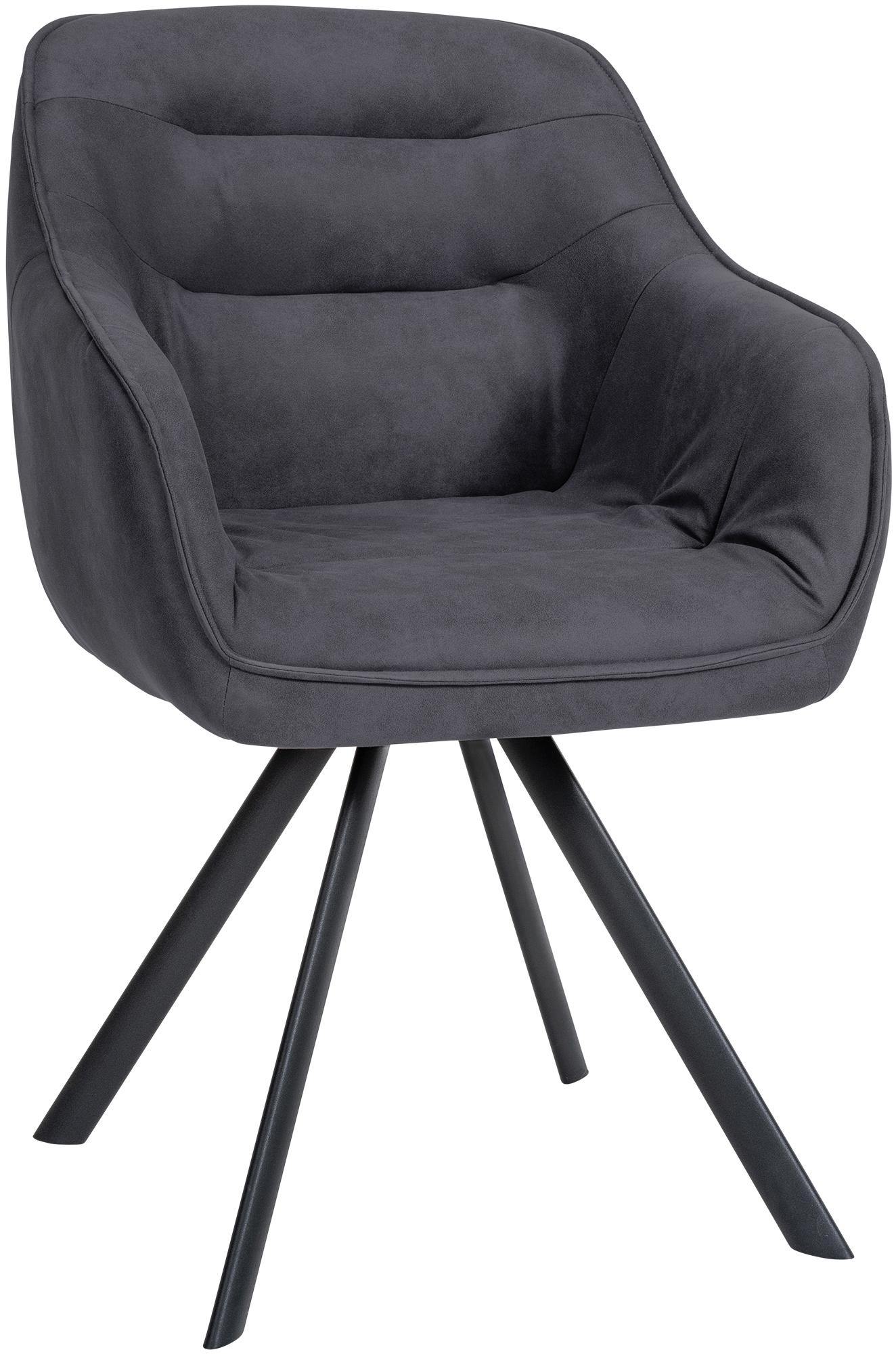 CLP Esszimmerstuhl drehbar mit Armlehne Russel, K&uuml;chenstuhl in Samt oder Stoff, Sessel mit Metallgestell bis 130 kg belastbar 