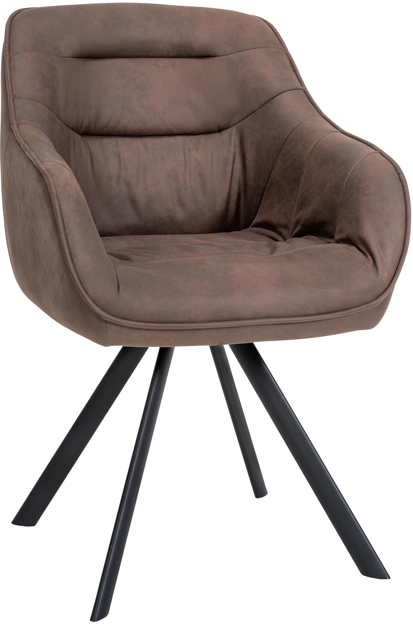 CLP Esszimmerstuhl drehbar mit Armlehne Russel, K&uuml;chenstuhl in Samt oder Stoff, Sessel mit Metallgestell bis 130 kg belastbar 