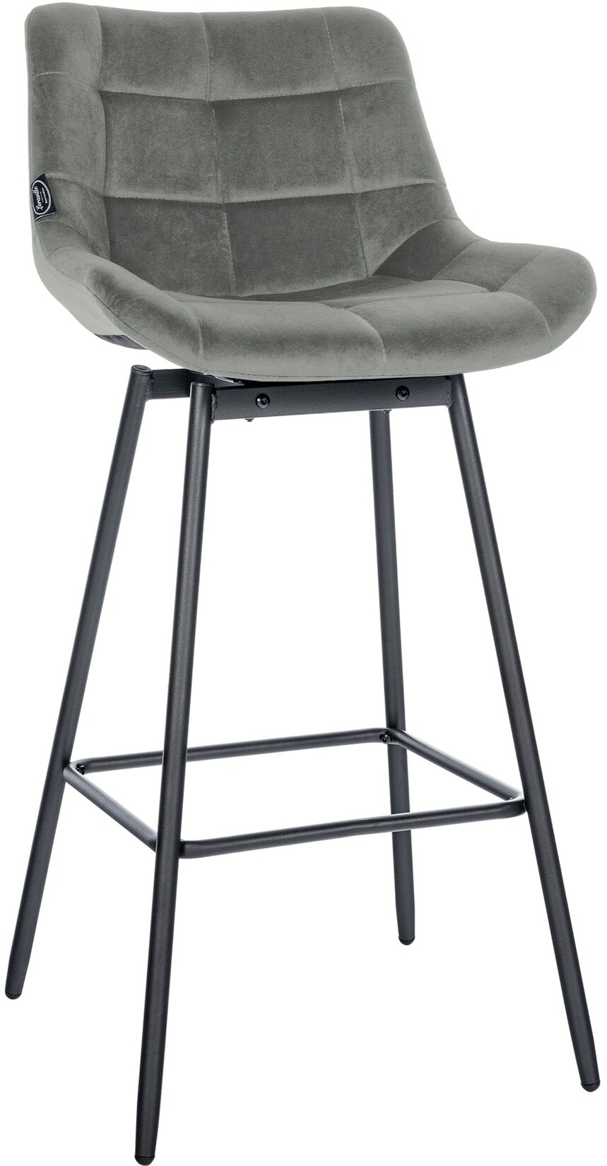 CLP Barhocker Weston Schwenkbar Samt Farbe: grau, Material: Samt
