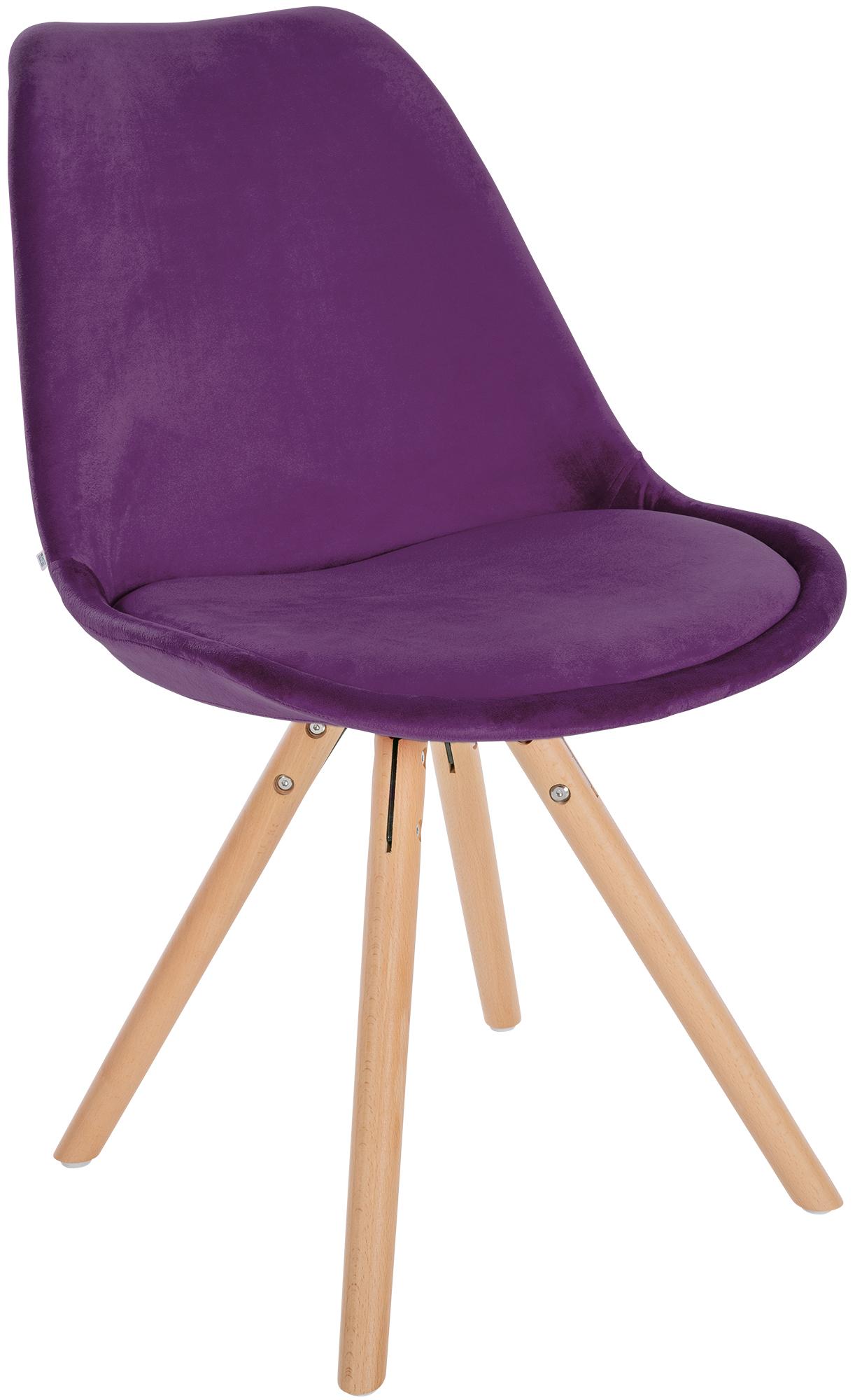 CLP Stuhl Sofia mit Samtbezug und hochwertiger Polsterung I Besucherstuhl mit robustem 4-Fu&szlig; Holzgestell 