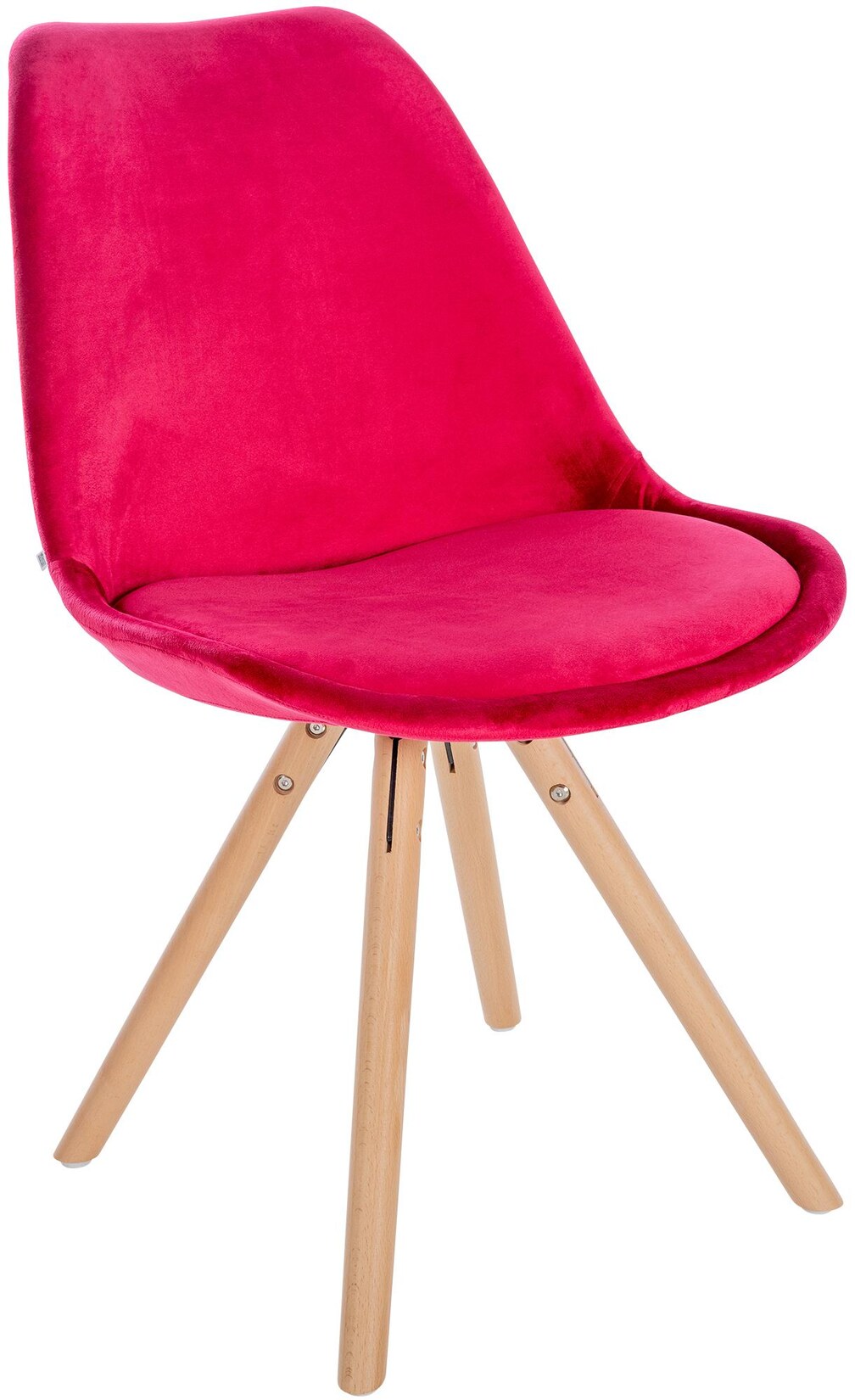 CLP Stuhl Sofia Samt Rund Farbe: rot, Gestell Farbe: natur (rund)