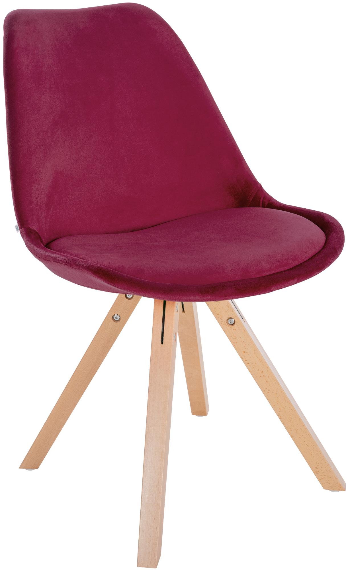 CLP Stuhl Sofia mit Samtbezug und hochwertiger Polsterung I Besucherstuhl mit robustem 4-Fu&szlig; Holzgestell 