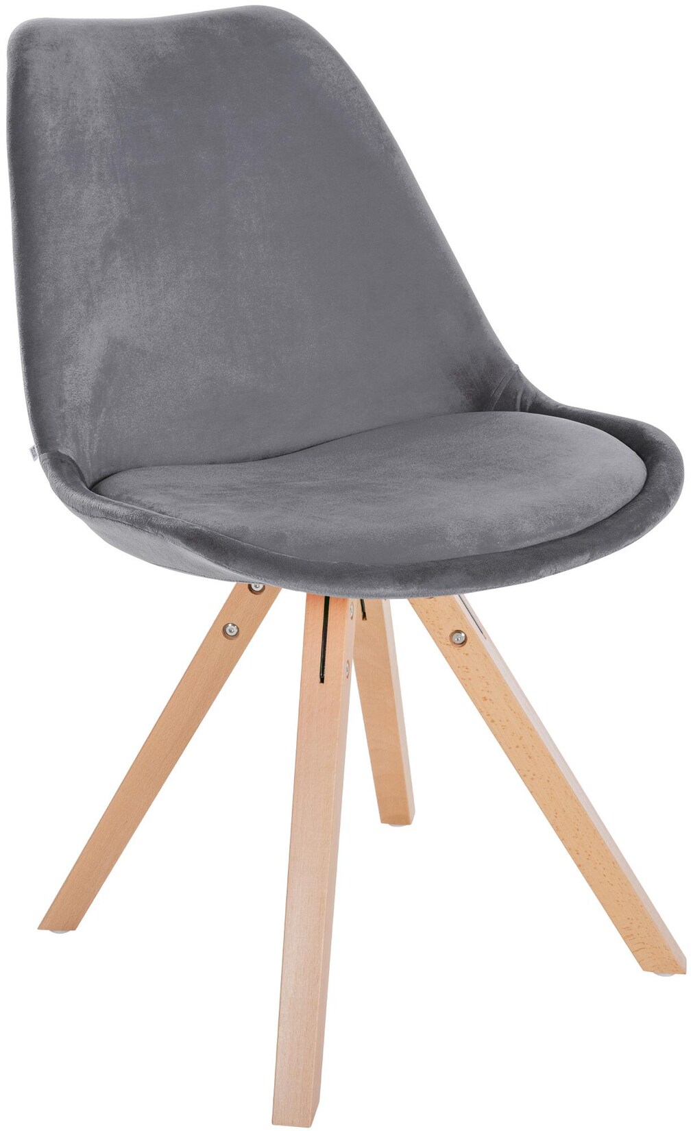 CLP Stuhl Sofia Samt Square Farbe: grau, Gestell Farbe: natur (eckig)