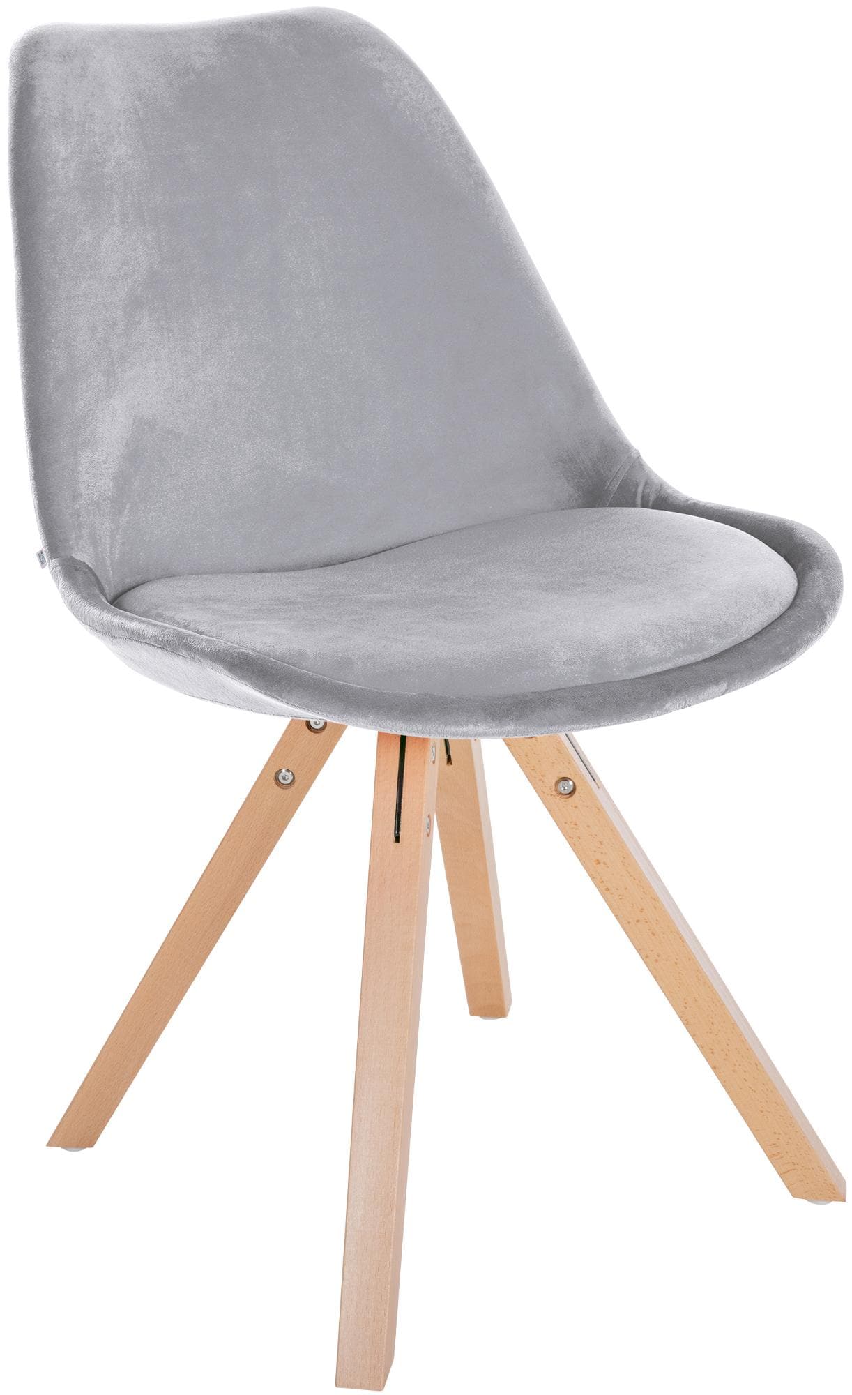 CLP Stuhl Sofia mit Samtbezug und hochwertiger Polsterung I Besucherstuhl mit robustem 4-Fu&szlig; Holzgestell 