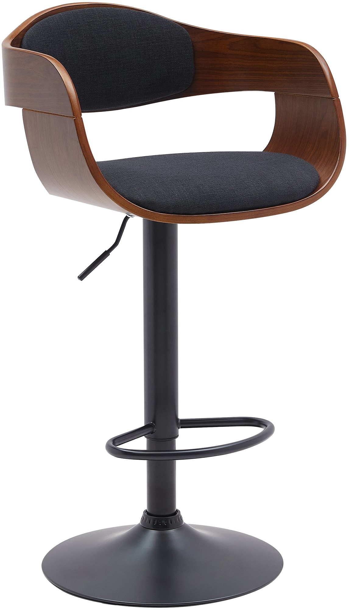 CLP Barhocker mit Lehne Kingston, Barstuhl gepolstert mit Kunstleder oder Stoffbezug, Tresenstuhl h&ouml;henverstellbar Metallgestell schwarz 