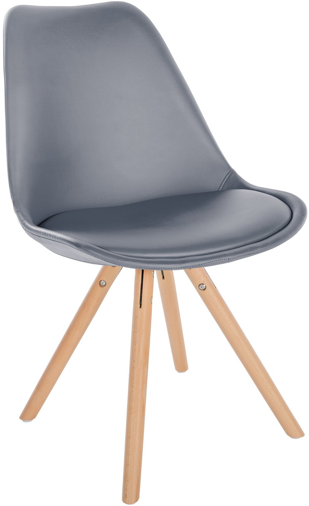 CLP Stuhl Sofia Kunstleder Rund Farbe: grau, Gestell Farbe: natur (rund)