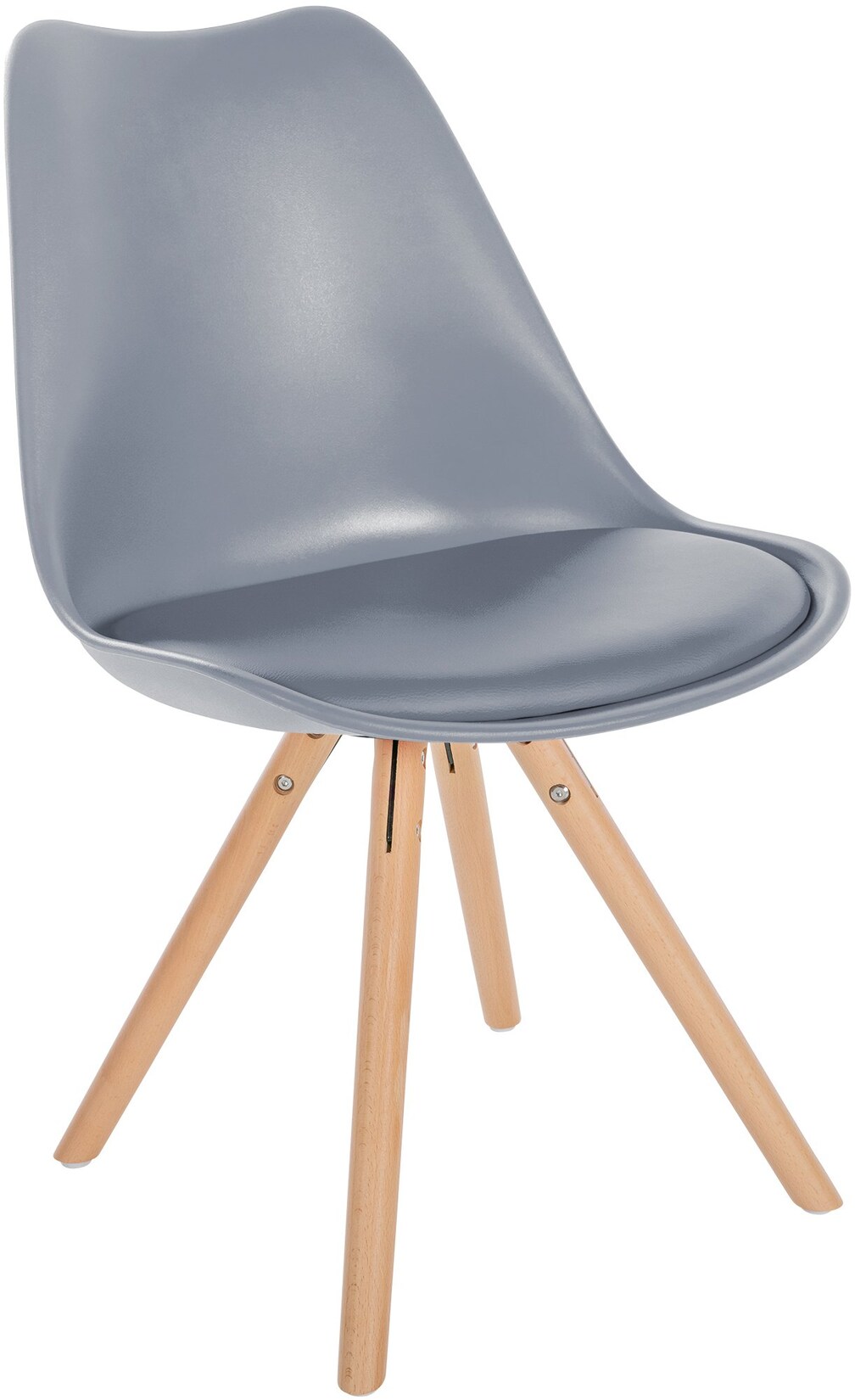 CLP Stuhl Sofia Kunststoff Rund Farbe: grau, Gestell Farbe: natur (rund)