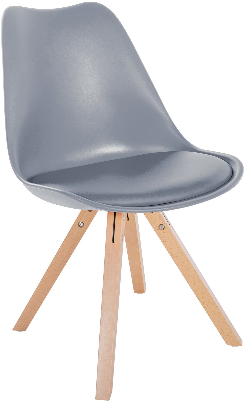 CLP Stuhl Sofia Kunststoff Square Farbe: grau, Gestell Farbe: natur (eckig)