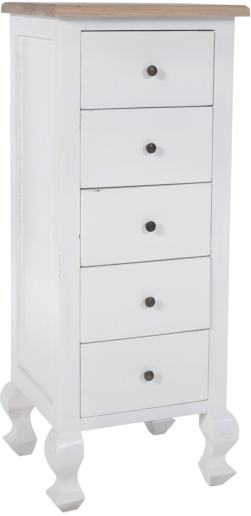 CLP Kommode Kora I Anrichte Aus Holz I Regal Mit Schubladen I Freistehend Für Flur Und Wohnzimmer I Weiß Im Shabby Chic Design