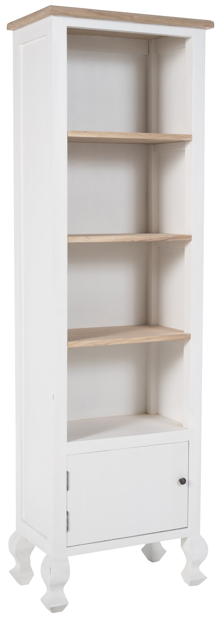 CLP B&uuml;cherregal Dorma I Standregal Aus Holz I Regal Freistehend F&uuml;r Flur Und Wohnzimmer I Wei&szlig; Im Shabby Chic Design 