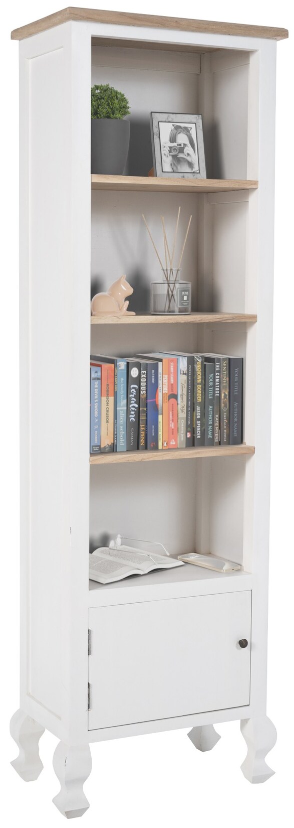 CLP Bücherregal Dorma I Standregal Aus Holz I Regal Freistehend Für Flur Und Wohnzimmer I Weiß Im Shabby Chic Design