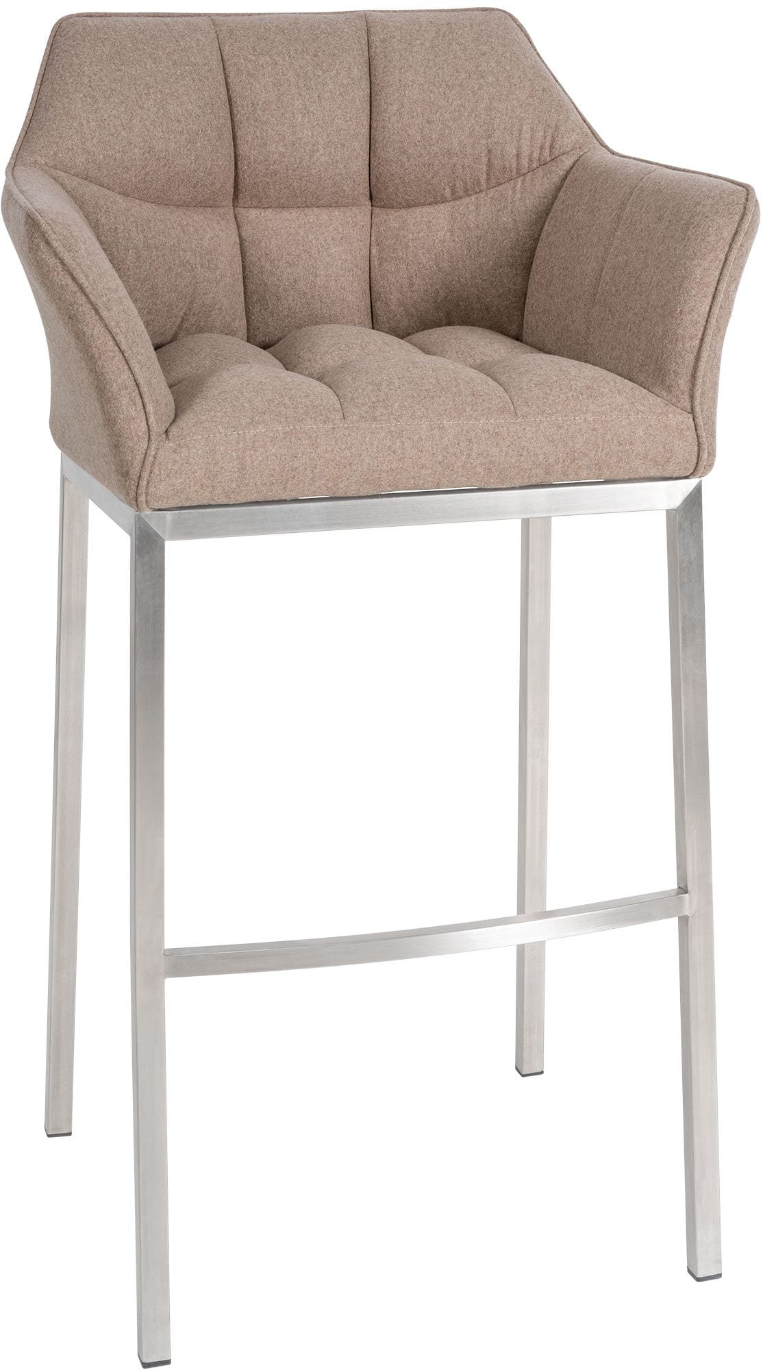 CLP Barhocker mit Lehne Damaso, Barstuhl gepolstert mit Filzbezug, Vierfu&szlig;gestell aus Metall, Tresenhocker bis 240 kg belastbar 