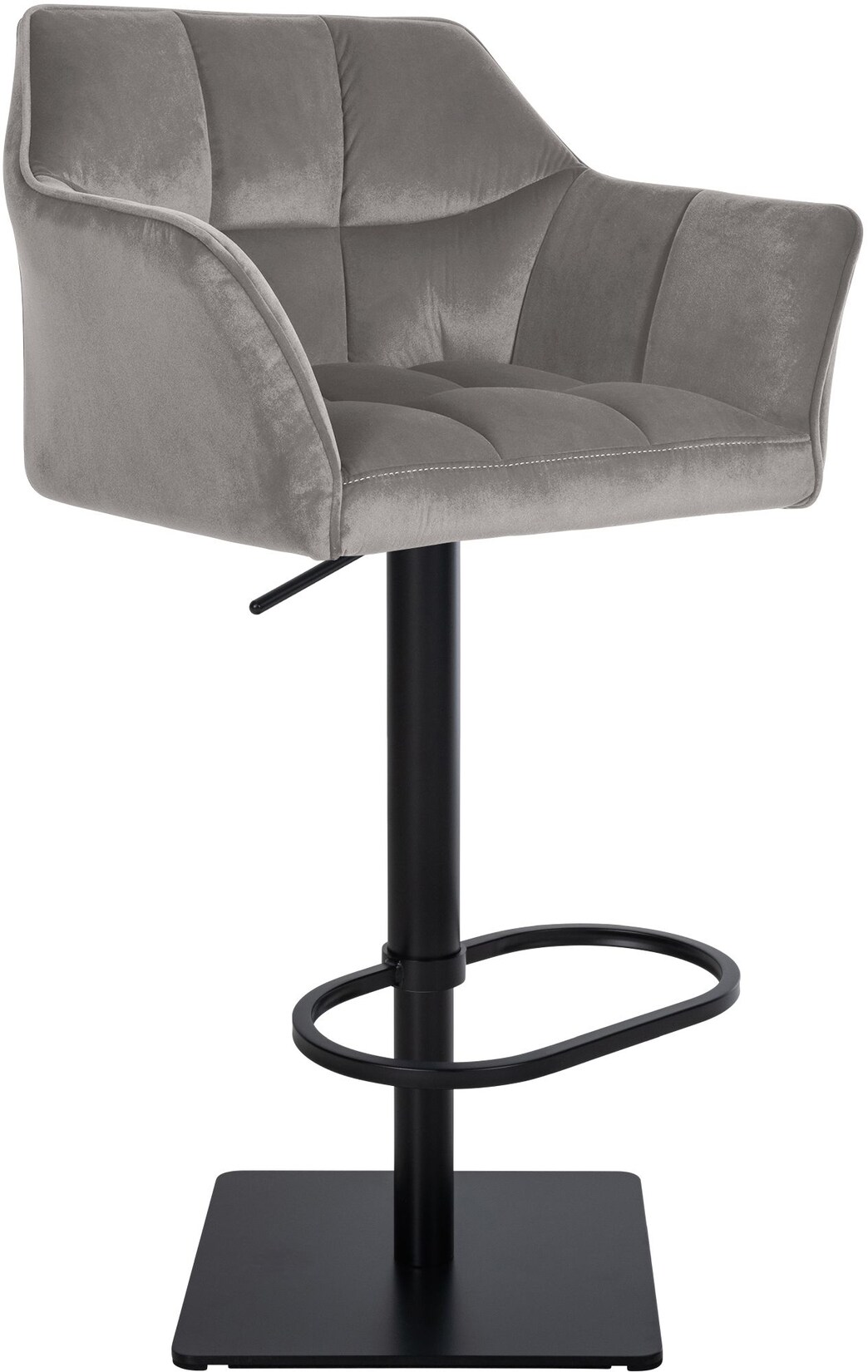 CLP Barhocker Damaso B Samt Farbe: grau, Gestell Farbe: schwarz