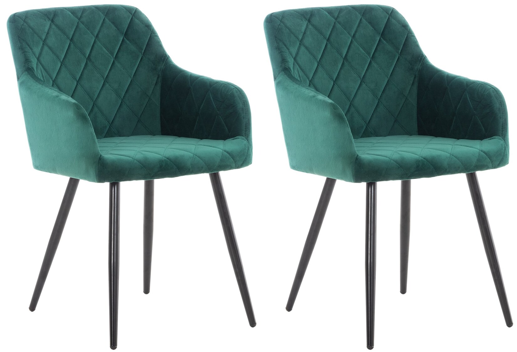CLP 2er Set Esszimmerstuhl Shila Samt Farbe: grün, Material: Samt