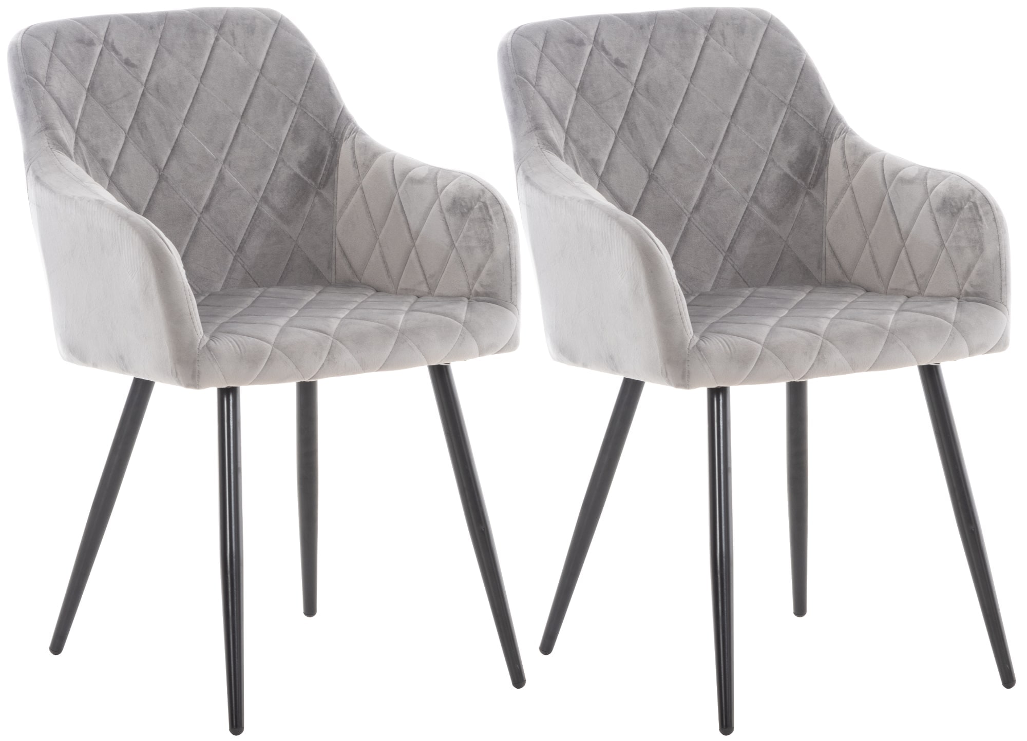 CLP 2er Set Esszimmerstuhl Shila I Bezug Stoff Oder Samt I Polsterstuhl mit Armlehnen 