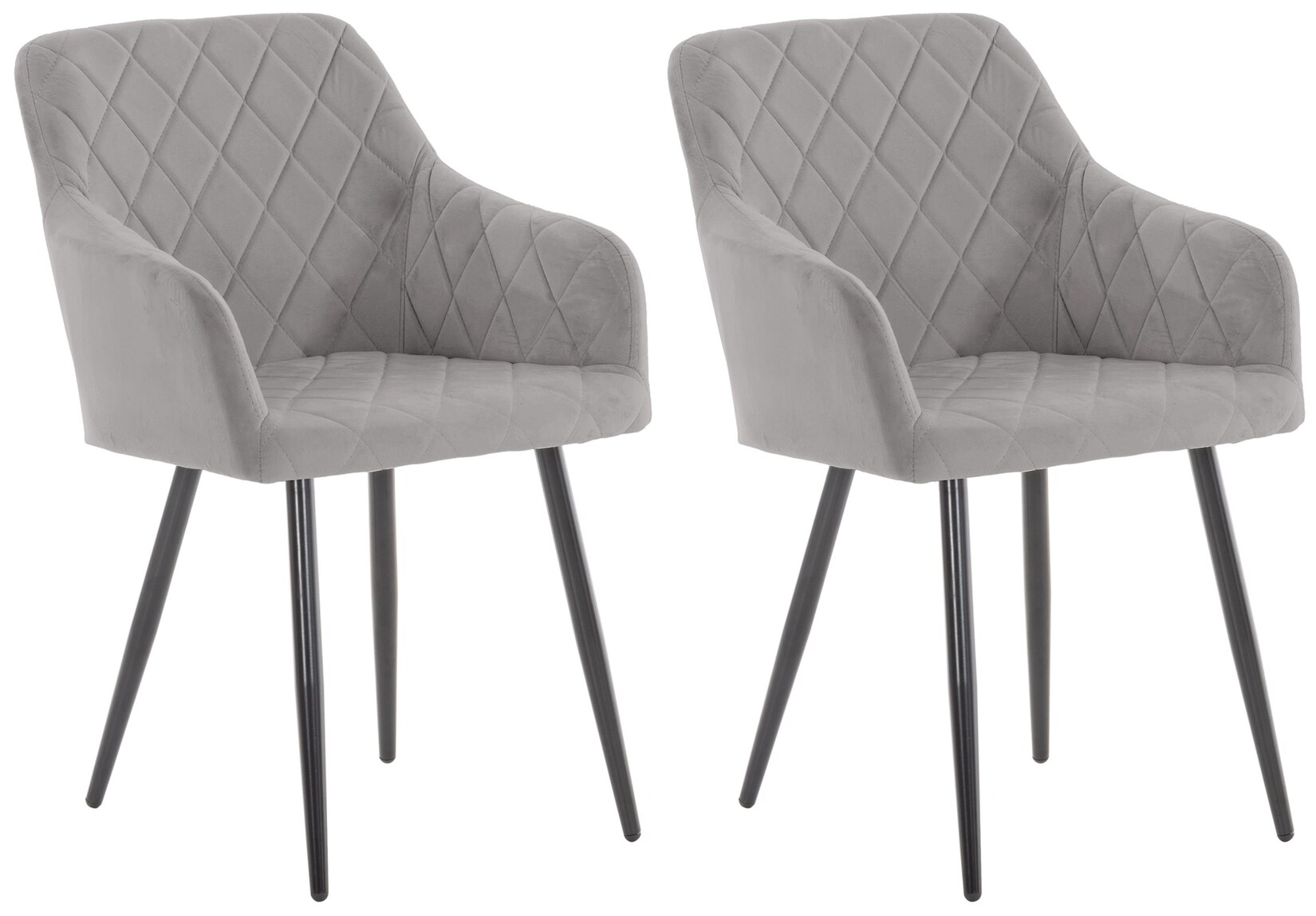CLP 2er Set Esszimmerstuhl Shila Samt Farbe: grau, Material: Samt