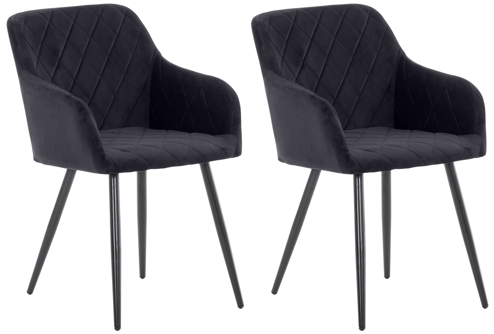 CLP 2er Set Esszimmerstuhl Shila Samt Farbe: schwarz, Material: Samt