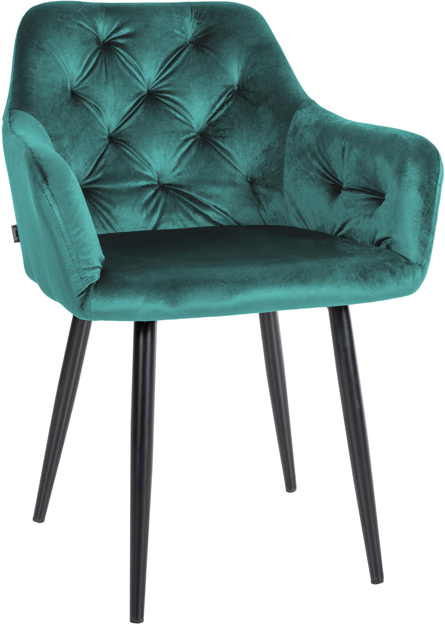 CLP Esszimmerstuhl Stanley I Samt I Gesteppter Polsterstuhl I K&uuml;chenstuhl Mit Bodenschonern 