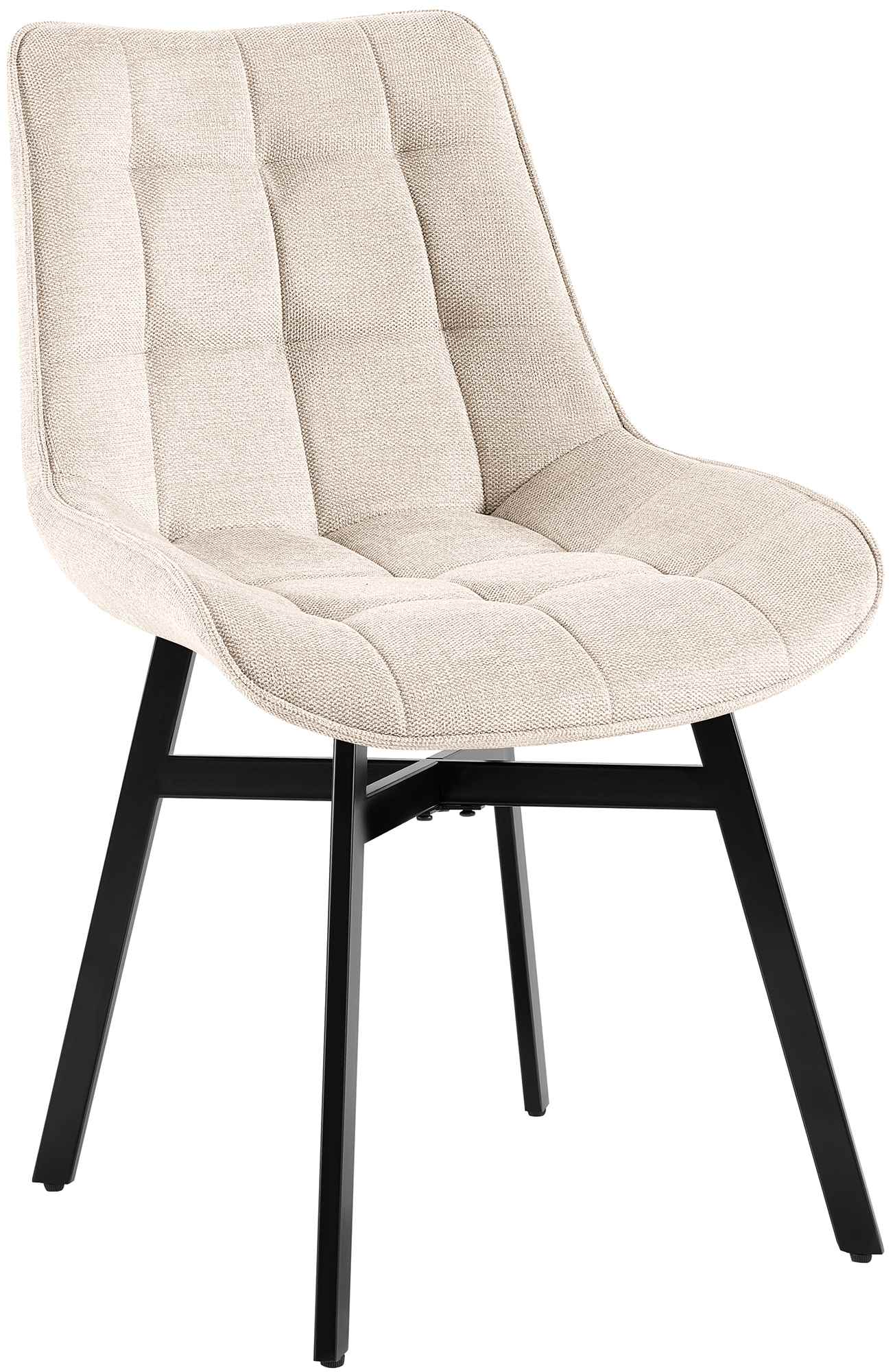 CLP Esszimmerstuhl gepolstert mit Lehne Colby, K&uuml;chenstuhl mit gestepptem Bezug, mit schwarzem Metallgestell, bis 140 kg belastbar 