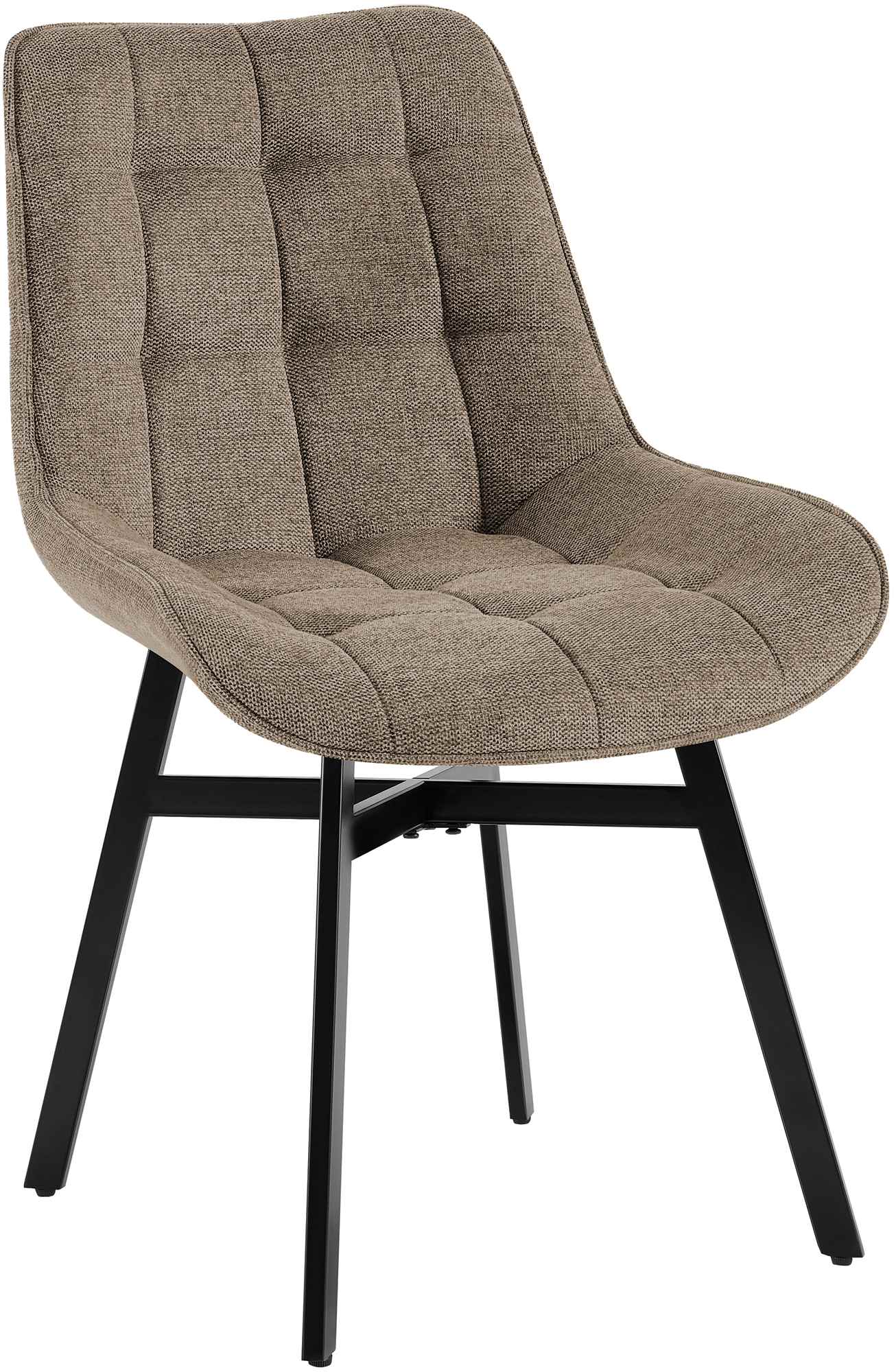 CLP Esszimmerstuhl gepolstert mit Lehne Colby, K&uuml;chenstuhl mit gestepptem Bezug, mit schwarzem Metallgestell, bis 140 kg belastbar 
