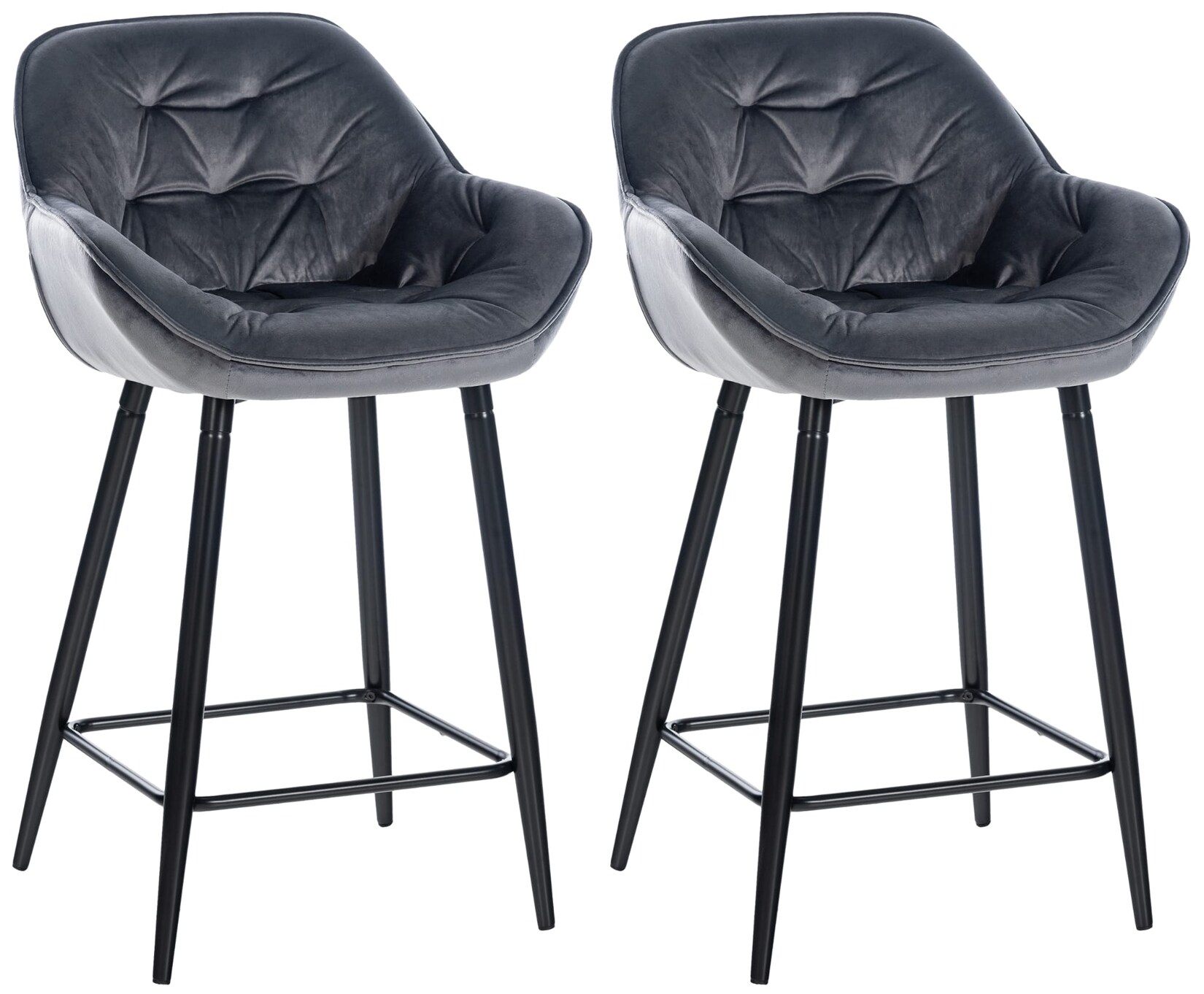 CLP 2er Set Barhocker Gibson Samt Farbe: dunkelgrau, Material: Samt