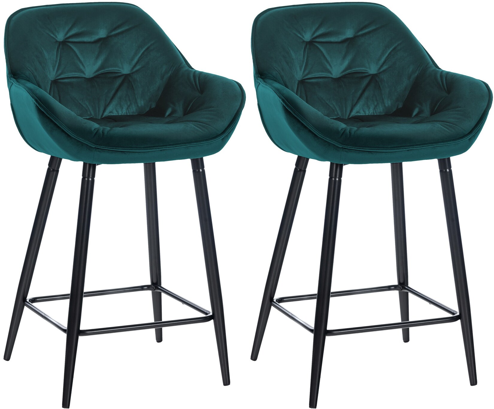 CLP 2er Set Barhocker Gibson 76 Samt Farbe: dunkelgrün
