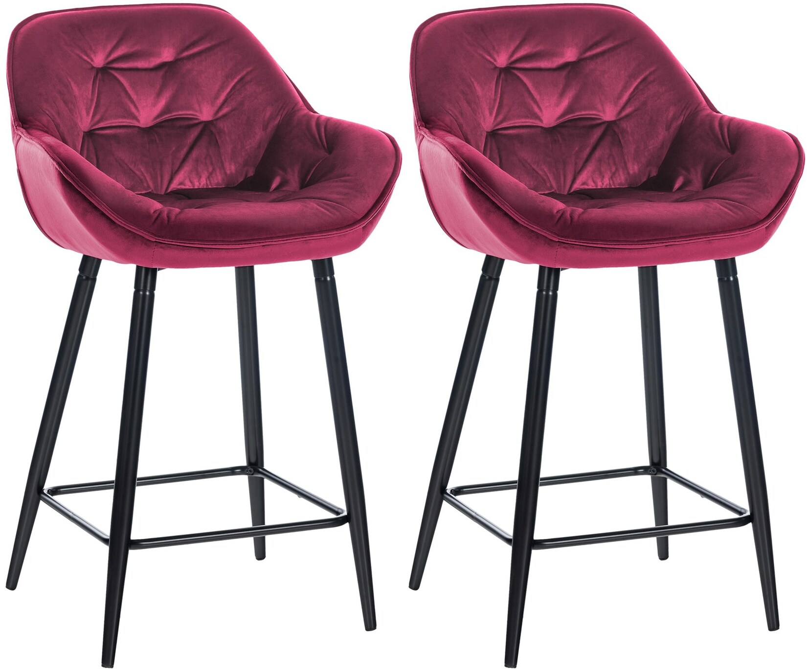 CLP 2er Set Barhocker Gibson Samt I Sitzhöhe 76 cm I Tresenstühle Mit Fußstütze