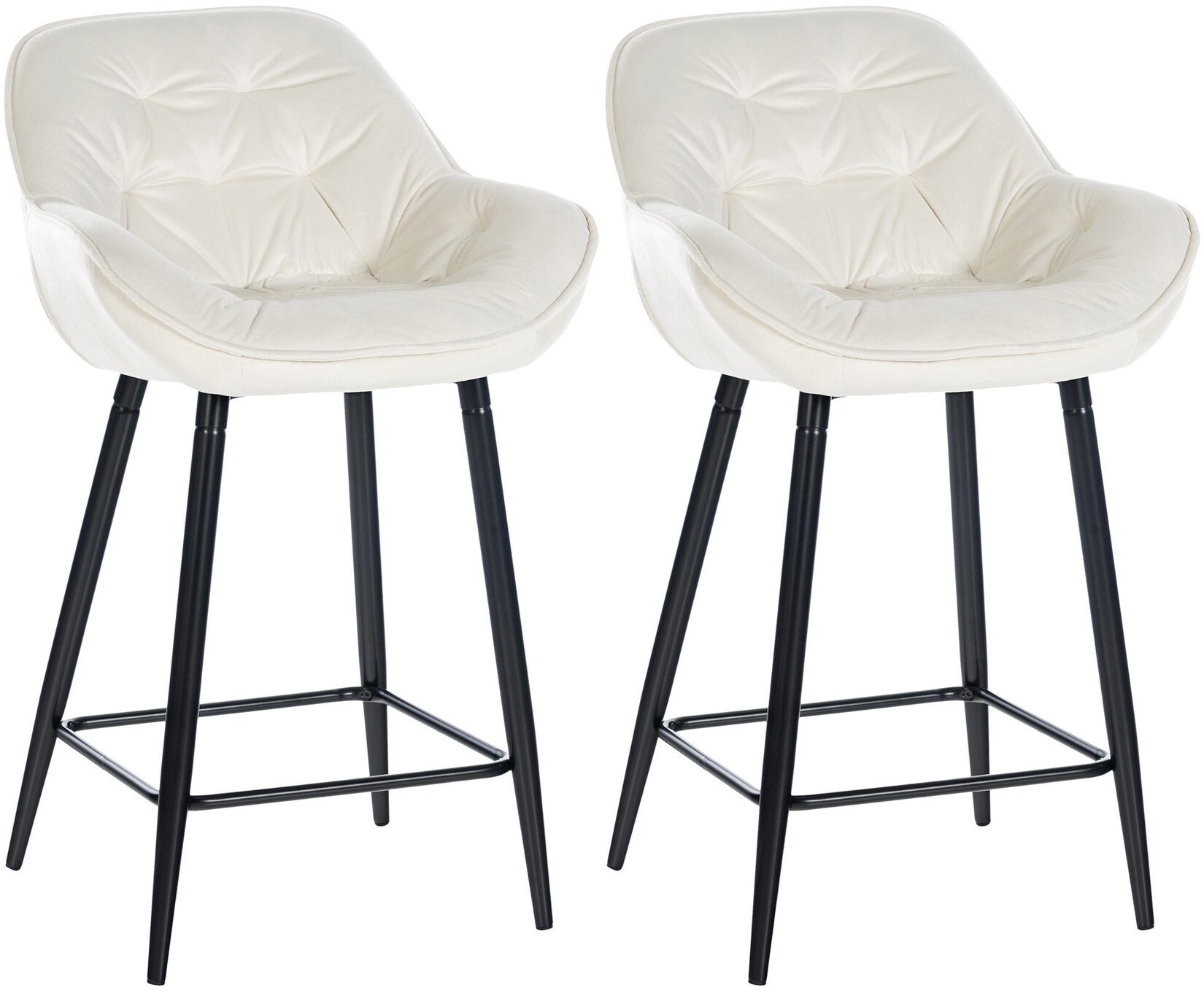 CLP 2er Set Barhocker Gibson 76 Samt Farbe: creme