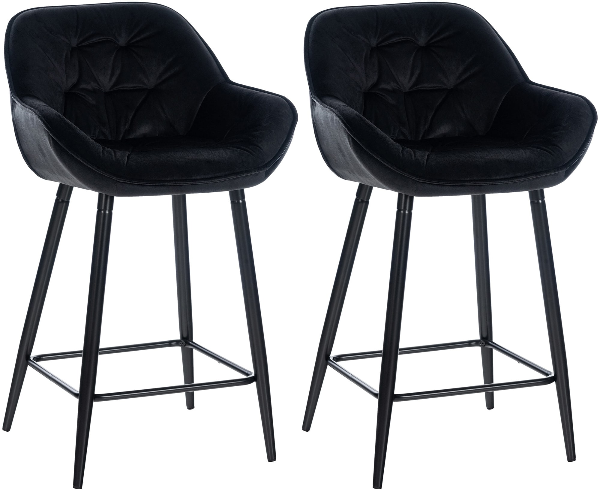 CLP 2er Set Barhocker Gibson Samt I Sitzh&ouml;he 76 cm I Tresenst&uuml;hle Mit Fu&szlig;st&uuml;tze 