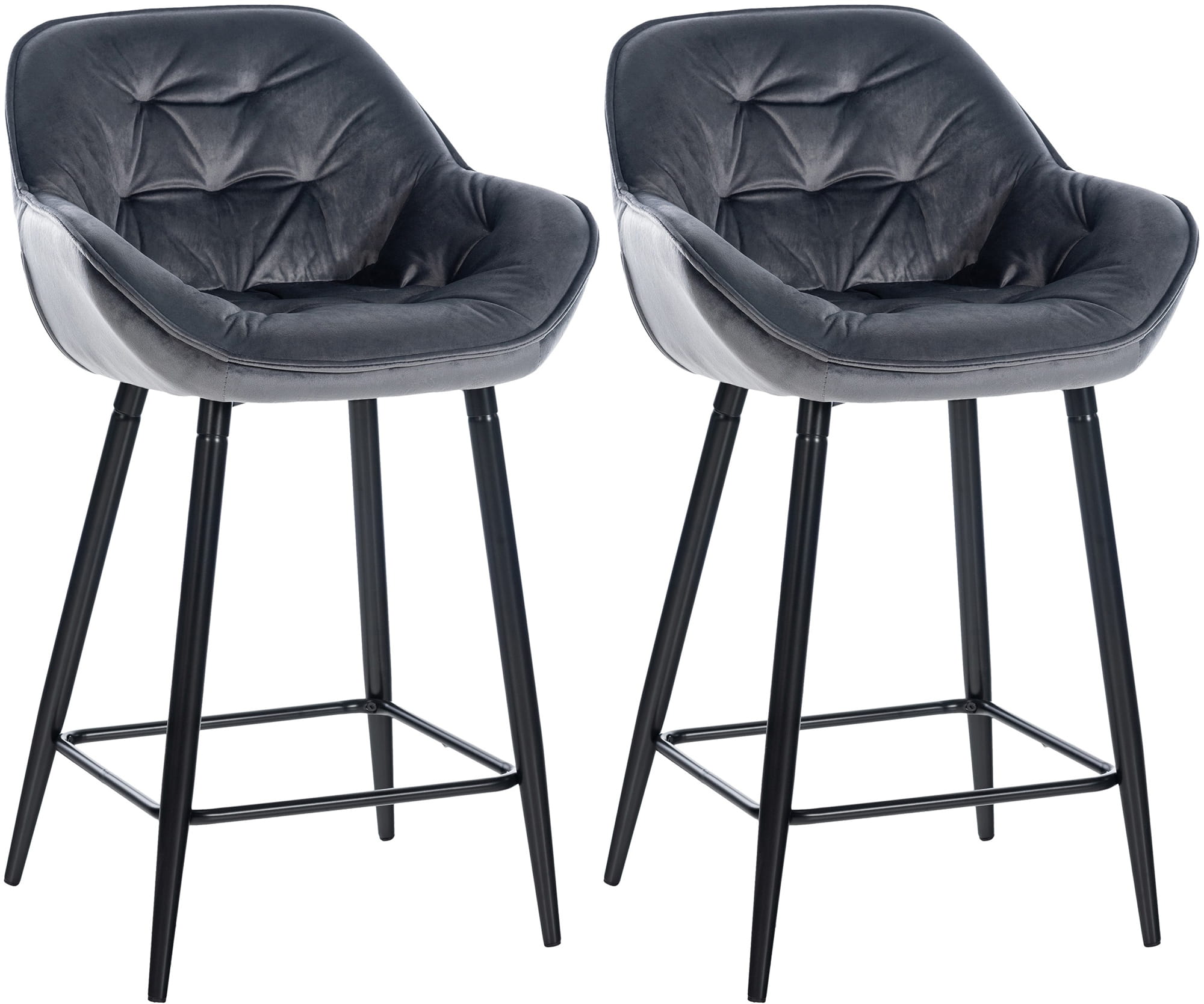 CLP 2er Set Barhocker Gibson Samt I Sitzh&ouml;he 76 cm I Tresenst&uuml;hle Mit Fu&szlig;st&uuml;tze 