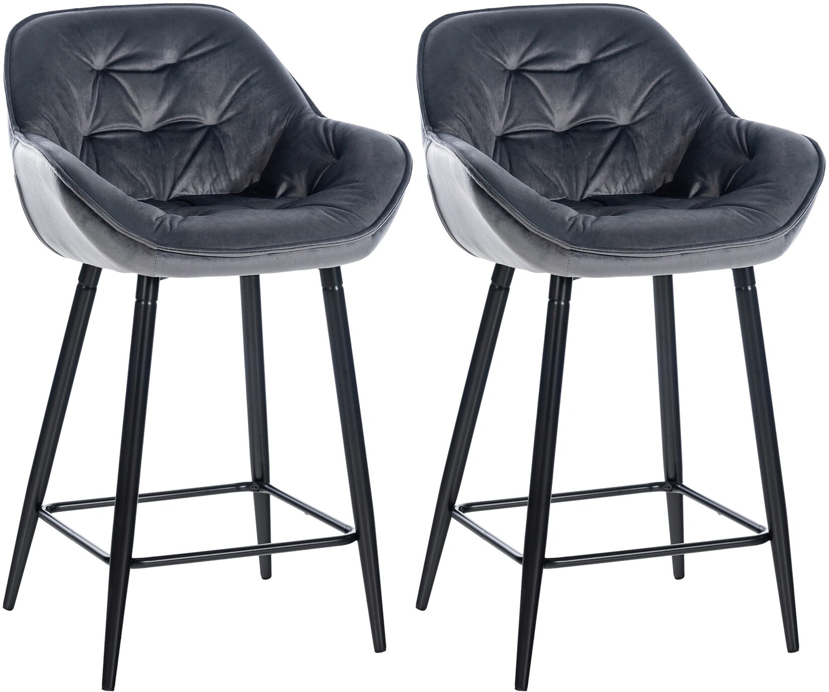 CLP 2er Set Barhocker Gibson Samt I Sitzhöhe 76 cm I Tresenstühle Mit Fußstütze