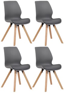 CLP 4er Set Stuhl Luna Kunststoff I Stoff I Samt I Kunstleder I Lehnstuhl mit Holzgestell 