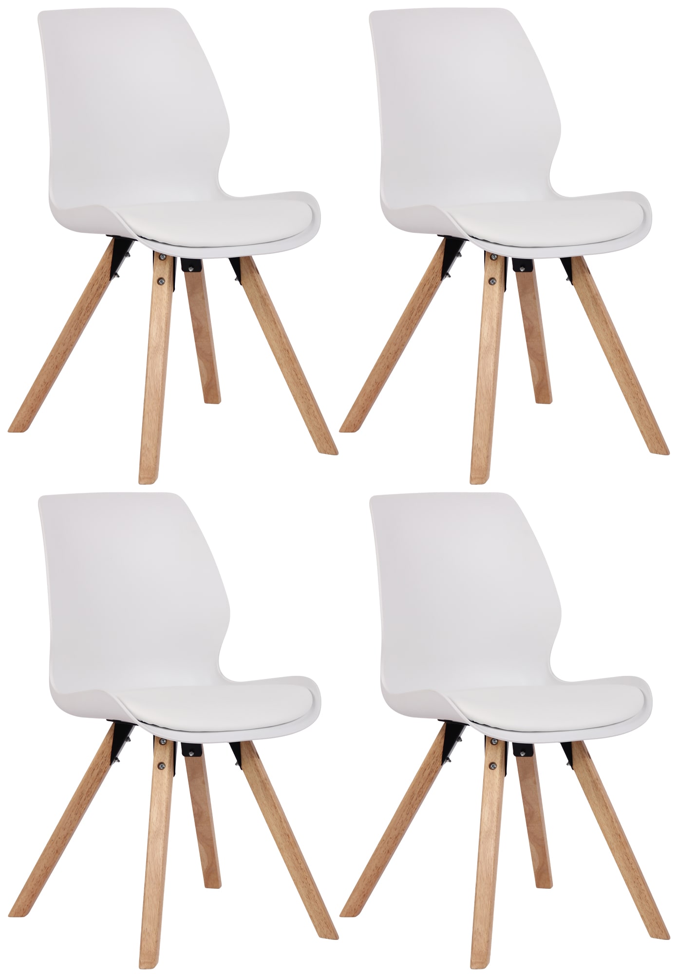 CLP 4er Set Stuhl Luna Kunststoff I Stoff I Samt I Kunstleder I Lehnstuhl mit Holzgestell 