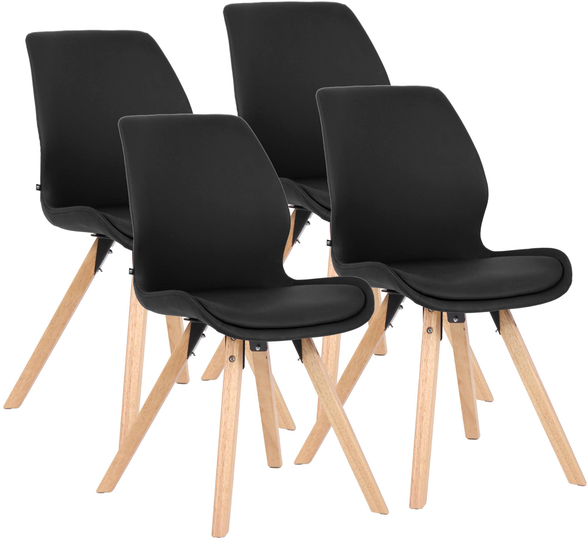 CLP Esszimmerstuhl 4er Set gepolstert Luna, moderner Polsterstuhl mit R&uuml;ckenlehne, stabil bis 136 kg, K&uuml;chenstuhl f&uuml;r Esszimmer und Wohnzimmer 