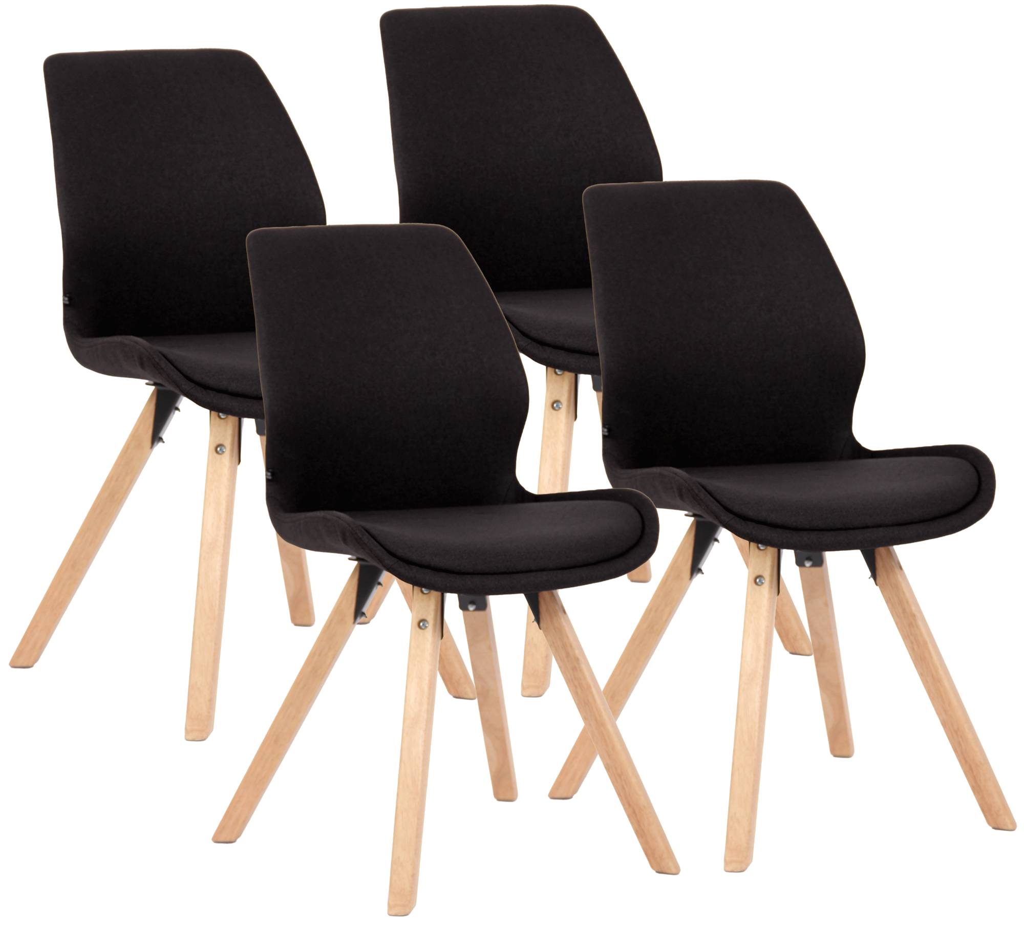 CLP Esszimmerstuhl 4er Set gepolstert Luna, moderner Polsterstuhl mit R&uuml;ckenlehne, stabil bis 136 kg, K&uuml;chenstuhl f&uuml;r Esszimmer und Wohnzimmer 