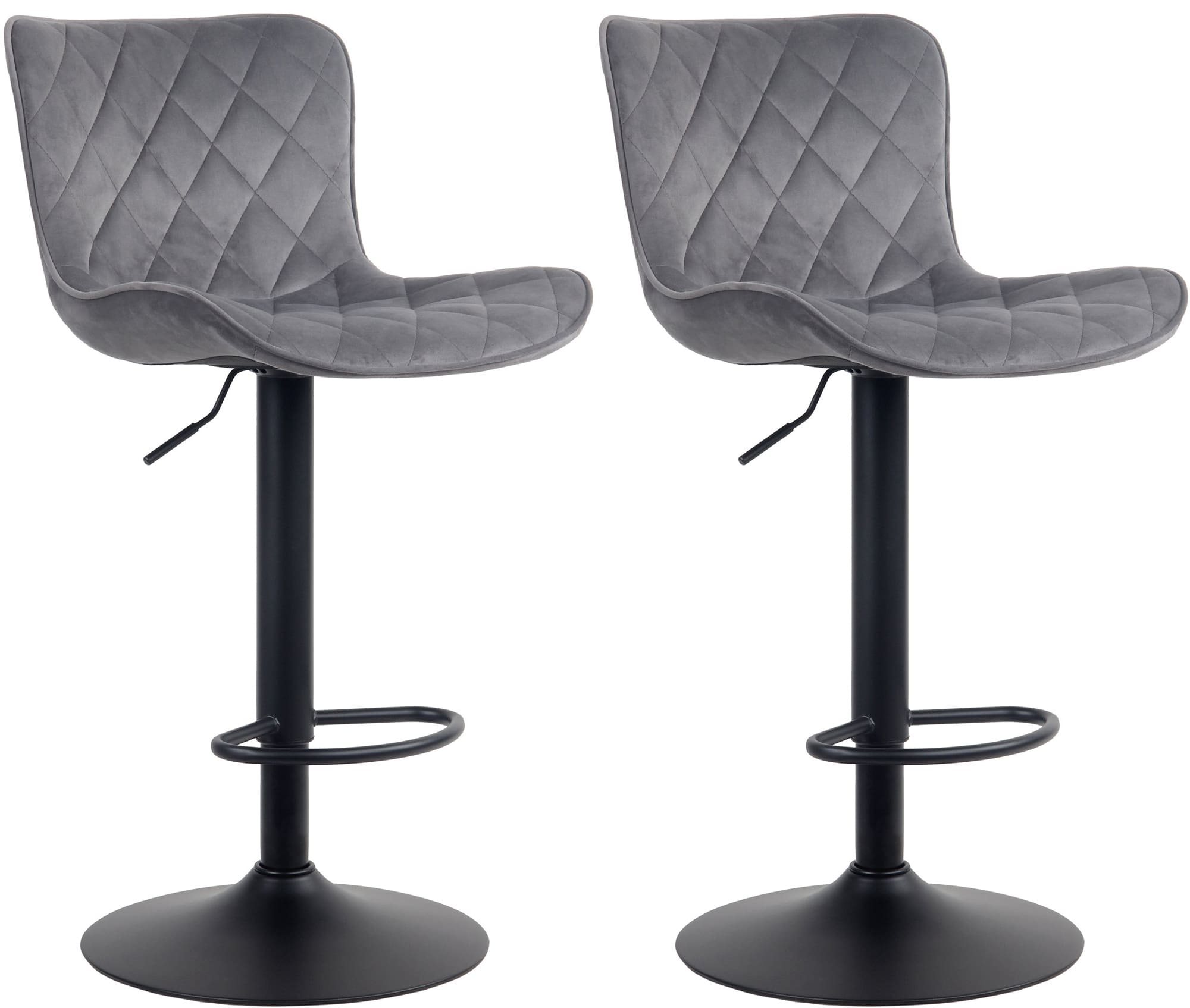 CLP 2er Set Barhocker Emma - H&ouml;henverstellbare Barst&uuml;hle - 360&deg; Drehst&uuml;hle Mit R&uuml;ckenlehne F&uuml;r K&uuml;che Und Bistro 