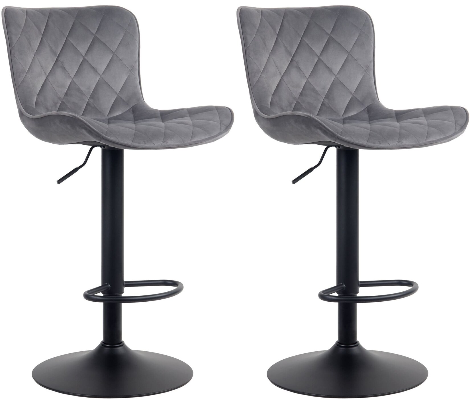 CLP 2er Set Barhocker Emma Samt Farbe: dunkelgrau, Material: Samt
