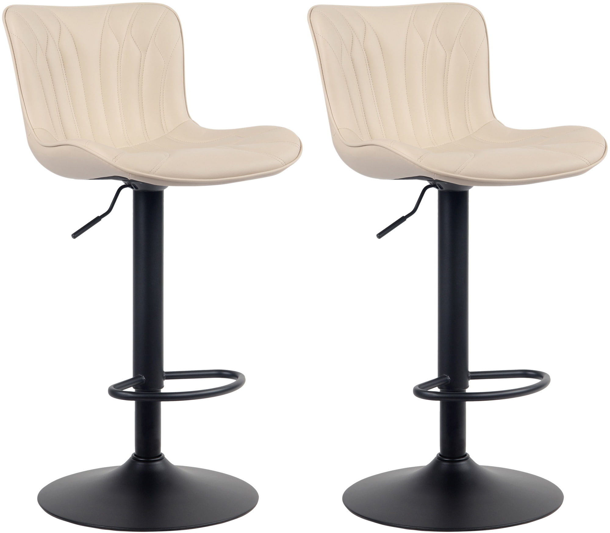 CLP 2er Set Barhocker Linus - H&ouml;henverstellbare Barst&uuml;hle - 360&deg; Drehst&uuml;hle Mit R&uuml;ckenlehne F&uuml;r K&uuml;che Und Bistro 