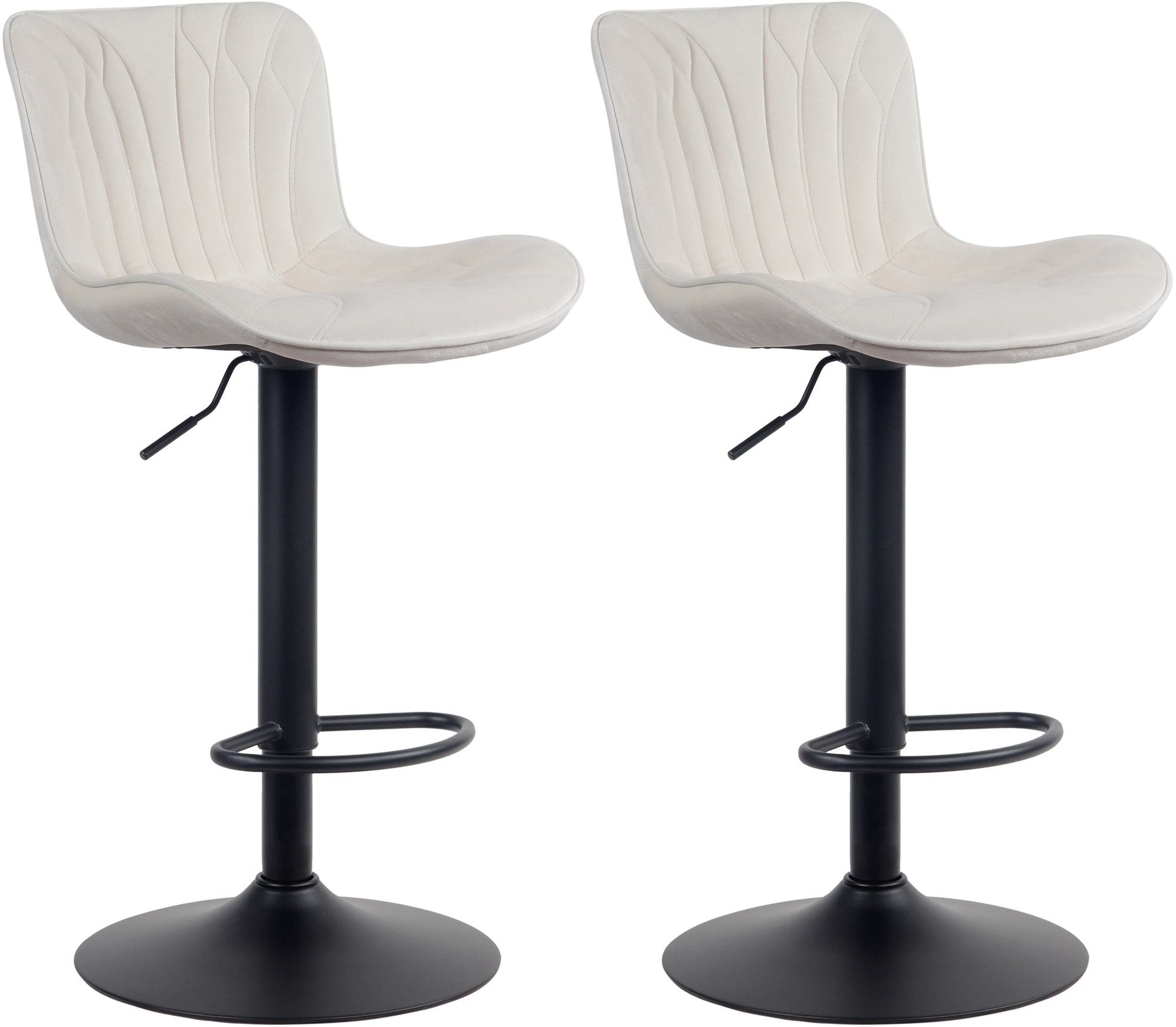 CLP 2er Set Barhocker Linus - H&ouml;henverstellbare Barst&uuml;hle - 360&deg; Drehst&uuml;hle Mit R&uuml;ckenlehne F&uuml;r K&uuml;che Und Bistro 