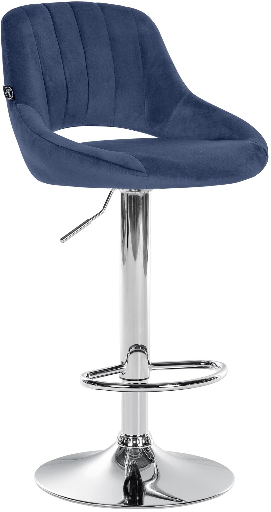 CLP Barhocker Milet Samt chrom - Farbe: blau, Gestellfarbe: chrom