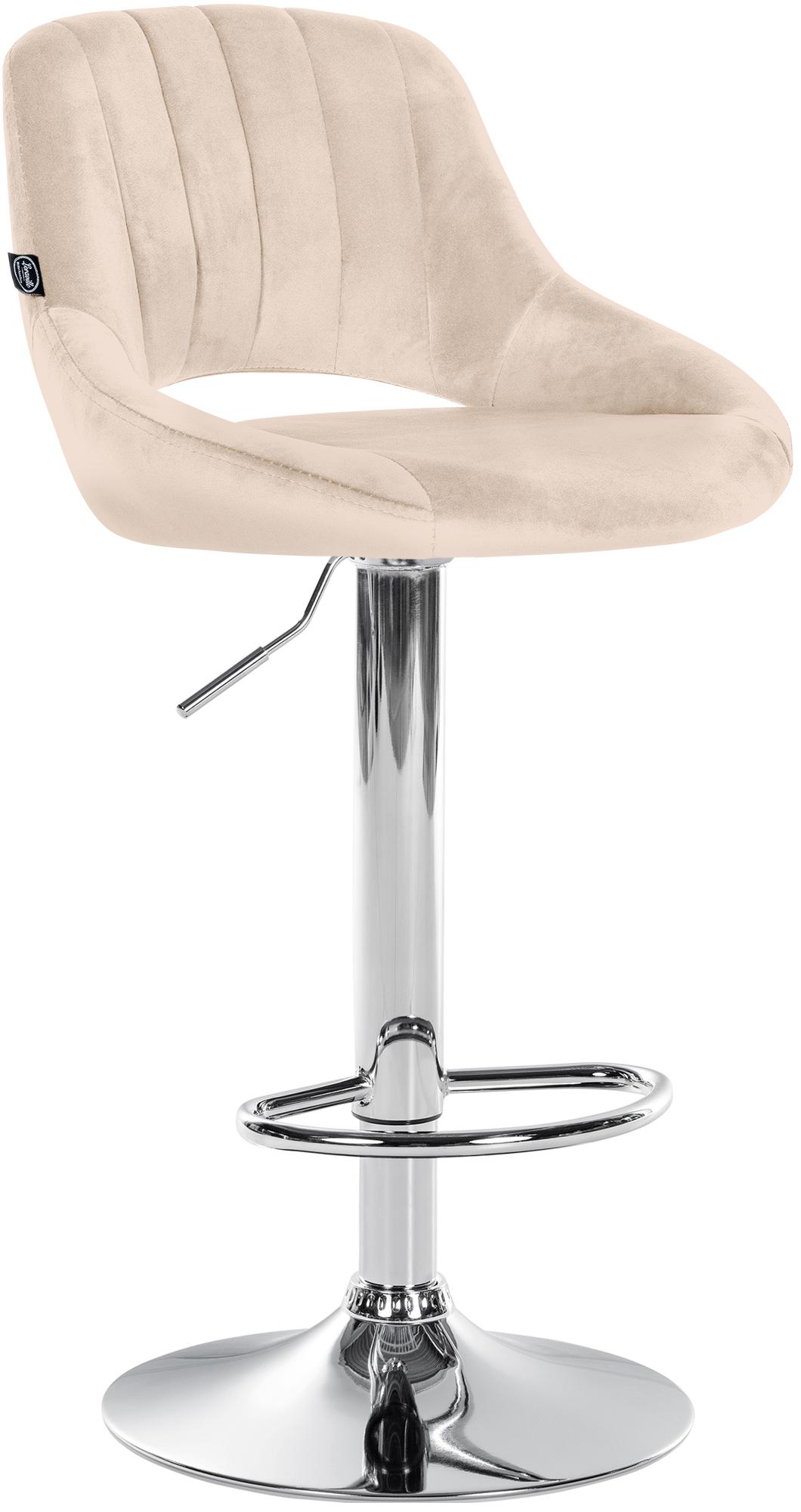 CLP Barhocker h&ouml;henverstellbar mit Lehne Milet, Barstuhl gepolstert Samtbezug, Tresenstuhl mit Metallgestell drehbar 
