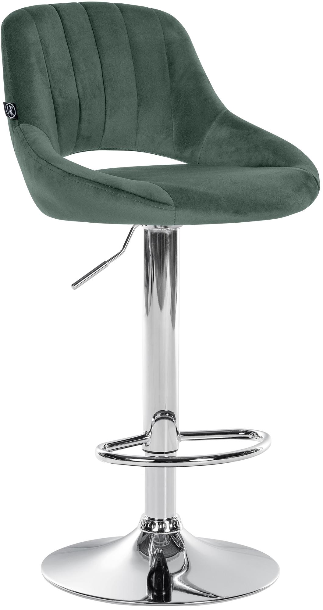 CLP Barhocker h&ouml;henverstellbar mit Lehne Milet, Barstuhl gepolstert Samtbezug, Tresenstuhl mit Metallgestell drehbar 