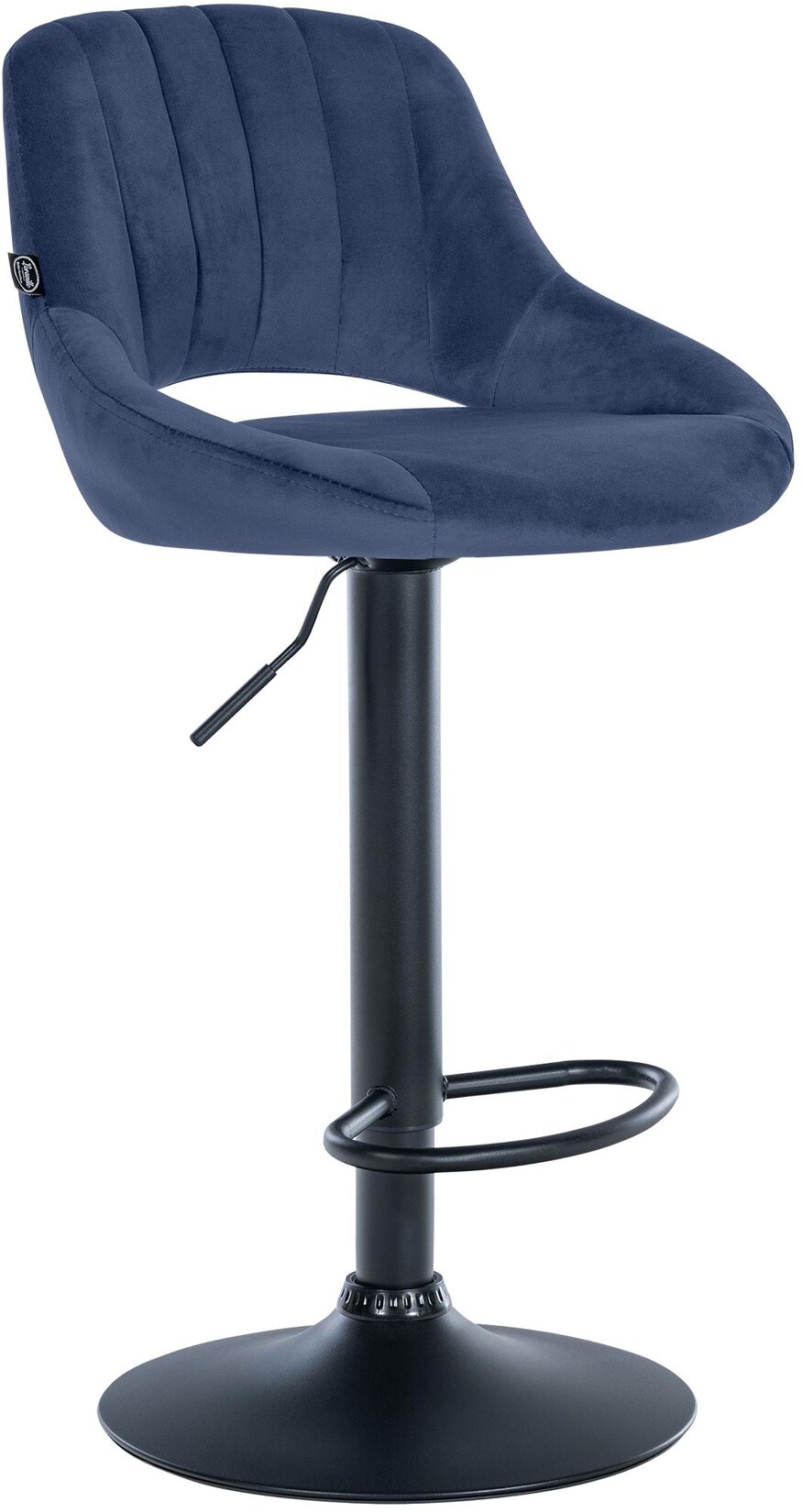CLP Barhocker Milet Samt schwarz - Farbe: blau, Gestellfarbe: schwarz